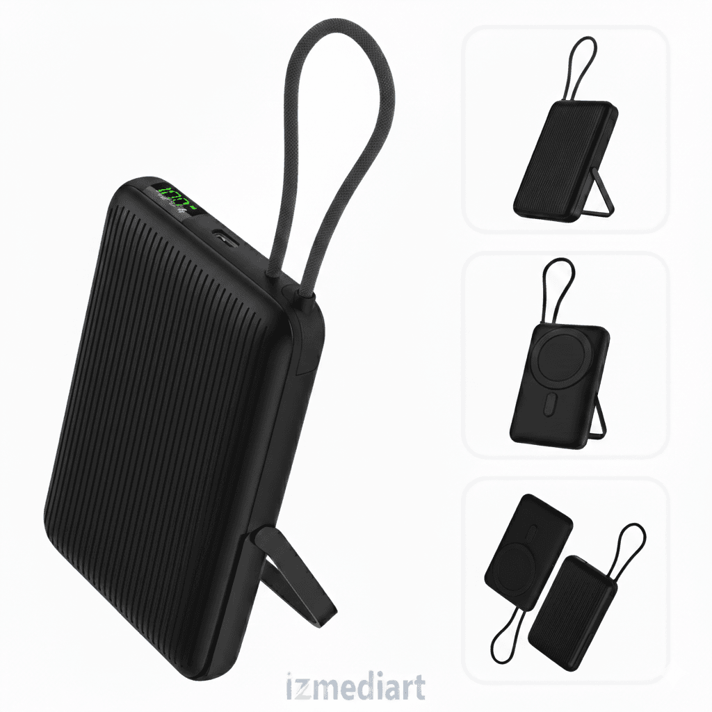 10,000mAh 22.5W MagSafe Wireless Power Bank with Built-in USB-C Cable & Stand 